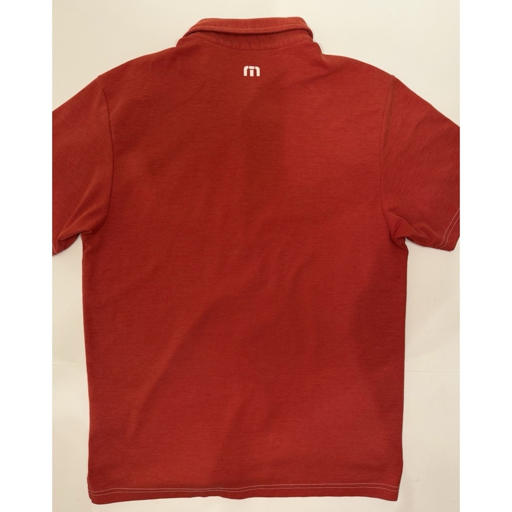 Travis Mathew Golf Polo Shirt Mens Reddish Orange Pima Cotton Polyester Size L - Picture 4 of 9